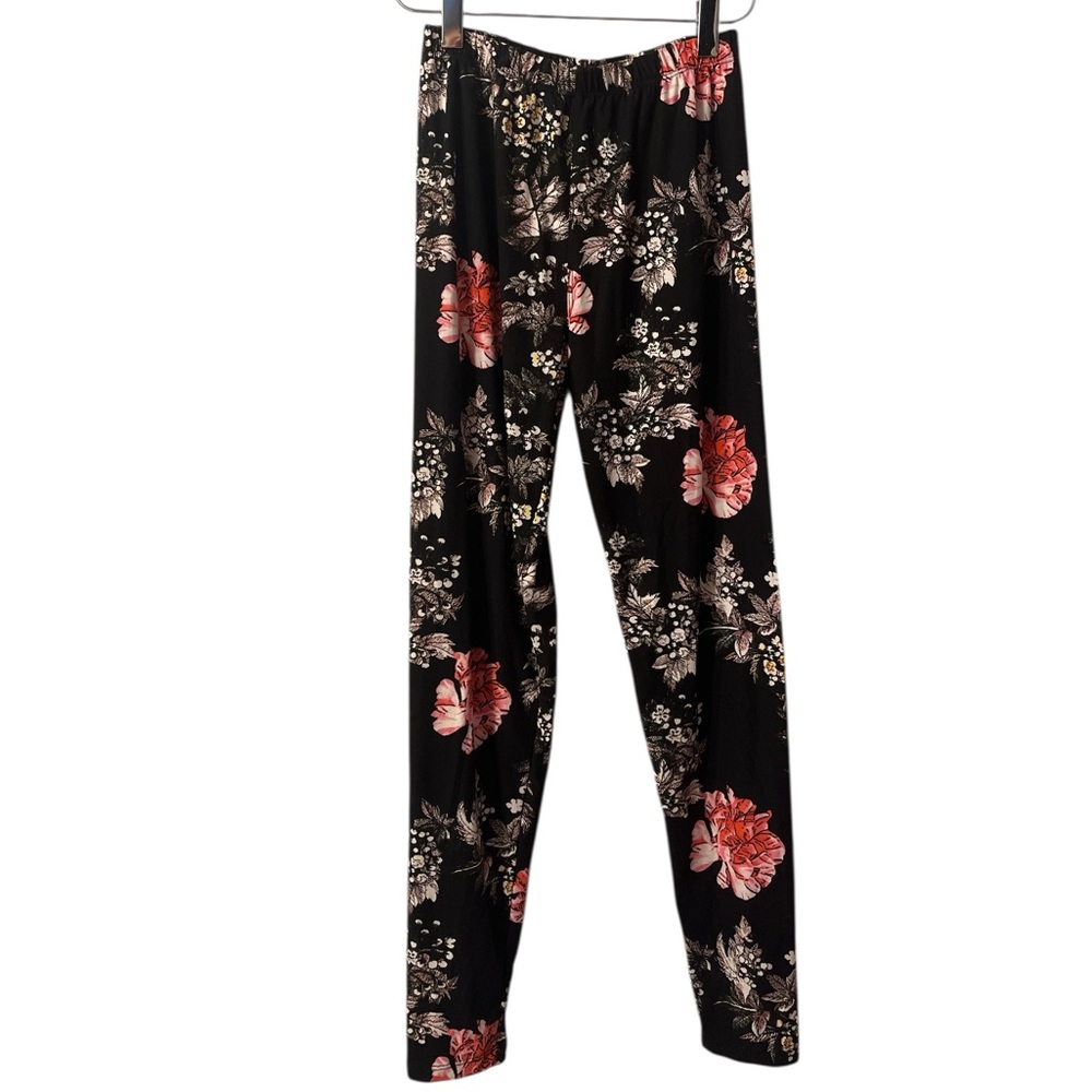 Elegant Floral Black Leggings for Women